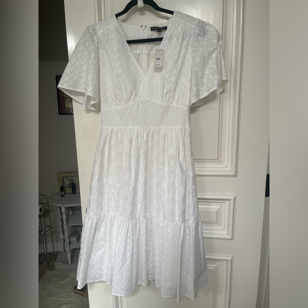 Brooks Brothers Cotton Eyelet White Dress